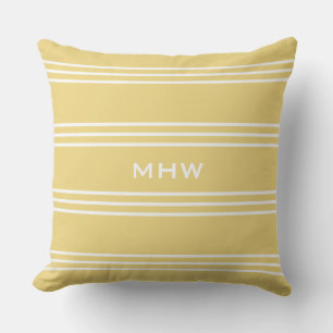 Coussin Yellow Stripes personnalisé monogramme lancer orei
