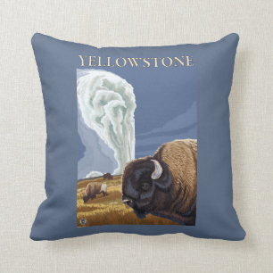 Coussin YellowstoneBison avec vieux fidèle