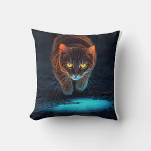 Coussin Yeux Brûlants Chat Esthétique Illustration Faune