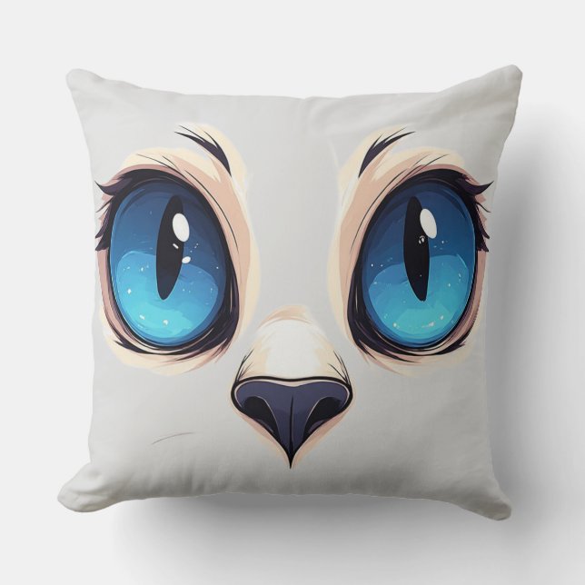 Coussin Yeux de chat mignons gros plan Illustration de vis (Recto)