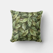 Coussin Yeux de Gobelin aux Feuilles Vertes (Recto)