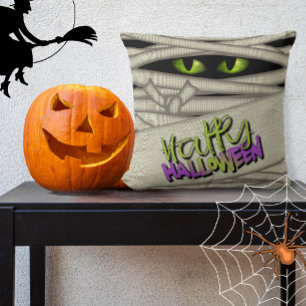 Coussin Yeux de maman Halloween vert/pourpre ID685