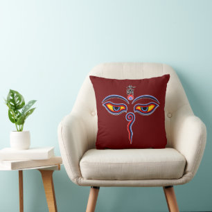 Coussin Yeux de sagesse de Bouddha - Les yeux du temple Bo