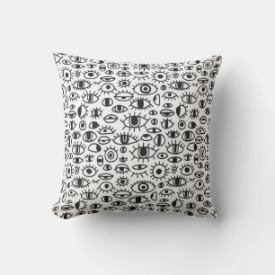 Coussin Yeux dessinés à la main : Doodle Arrière - plan sa