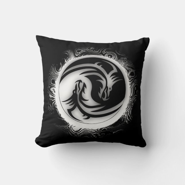 Coussin Yin and Yang Asian Dragons (Recto)