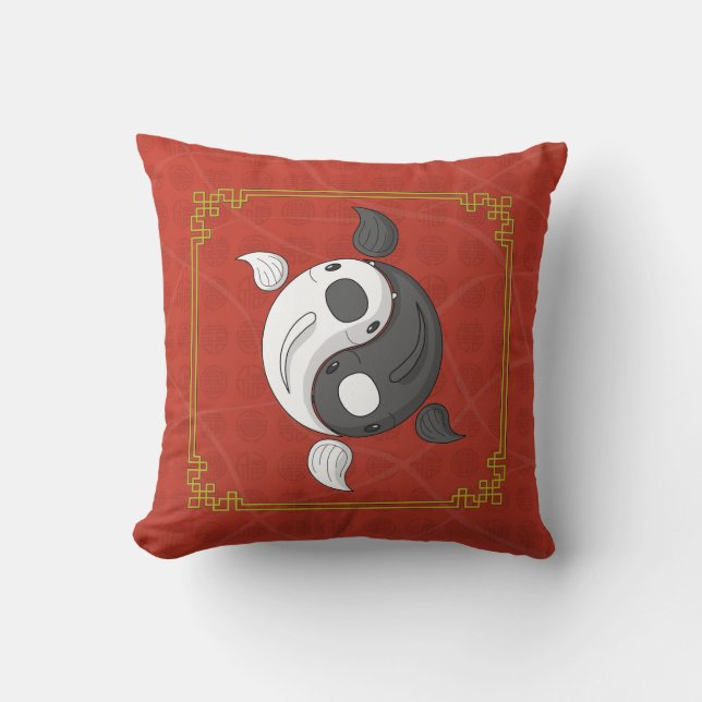 Coussin Yin et Yang l'oreiller à jet Koi (Recto)