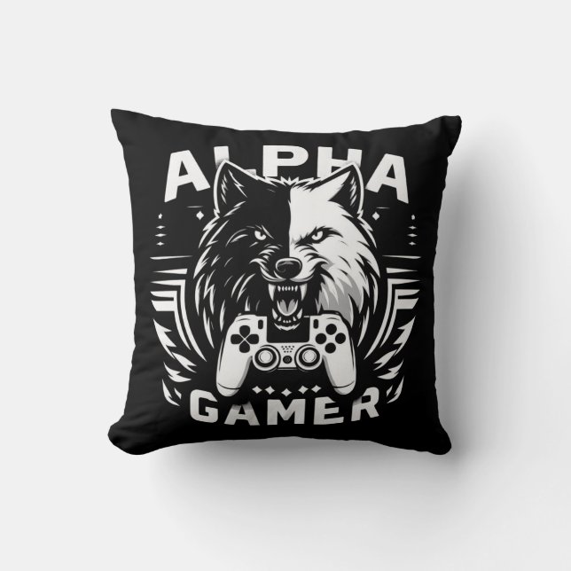 Coussin Yin Yang Alpha Gamer Loup (Recto)