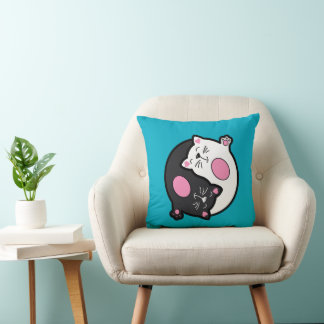 Coussin Yin Yang Chats Endormis En Noir Et Blanc 