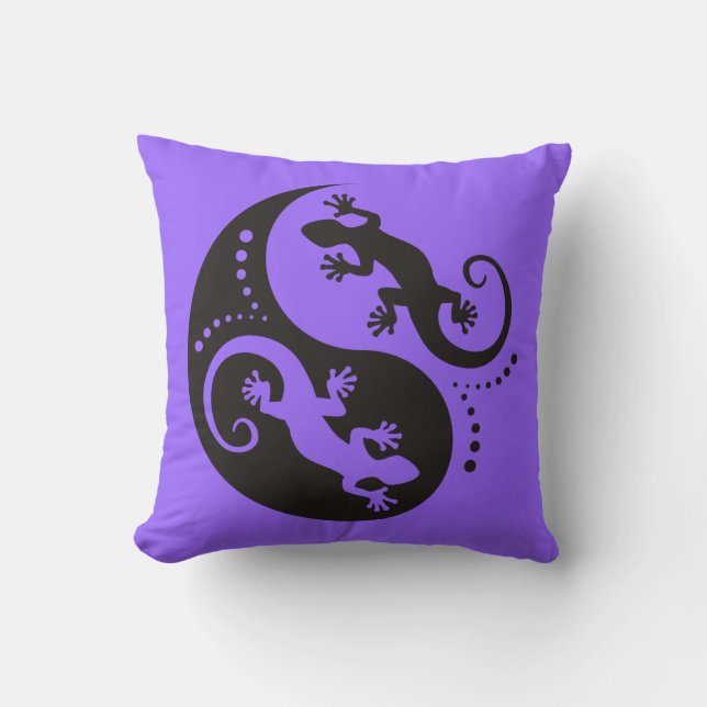 Coussin YIN & YANG Geckos black + your background & idea (Recto)