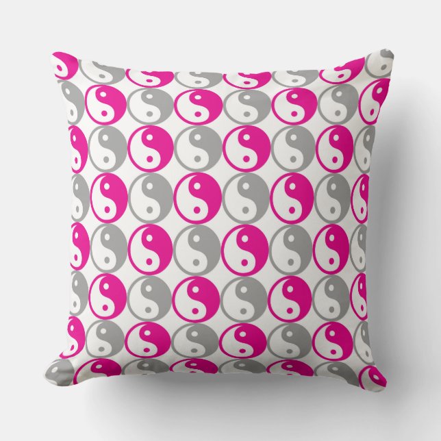 Coussin Yin yang motif rose et gris (Recto)