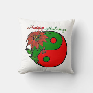Coussin Yin Yang Poinsettia de Noël