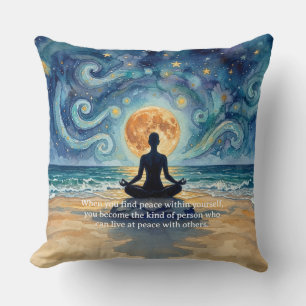 Coussin Yoga Méditation Ciel Nocturne Étoilé Lune Plage Oc
