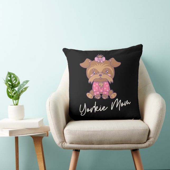 Coussin Yorkie Maman 2 20x20 Jeu d'oreiller (Chaise)