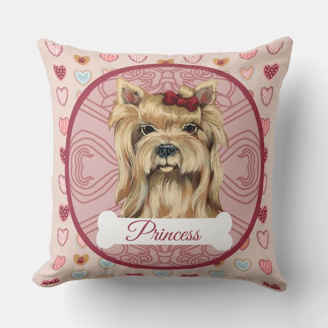 Coussin Yorkie Personalize Valentine Pillow (Recto)