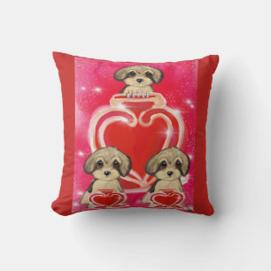 Coussin Yorkie Poo Saint-Valentin