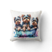 Yorkies de bain Jeu d'oreiller