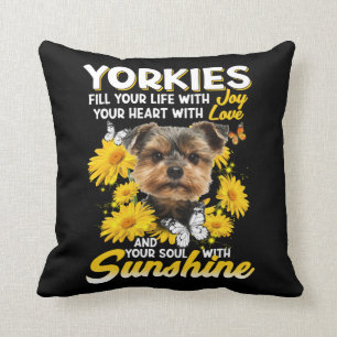 Coussin Yorkies et soleil