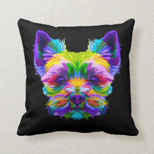 Coussin Yorkshire géométrique Terrier Yorkie Art L'amour