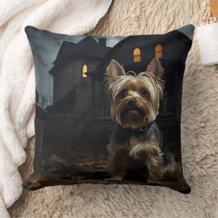 Coussin Yorkshire Terrier Halloween effrayant