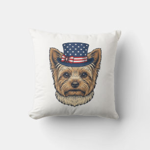 Coussin Yorkshire Terrier Patriotique Vintage