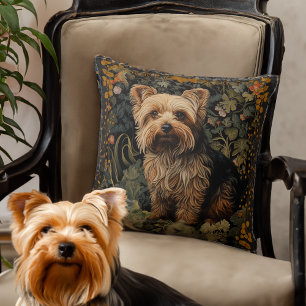 Coussin Yorkshire Terrier Yorkie Chien Vintage Floral
