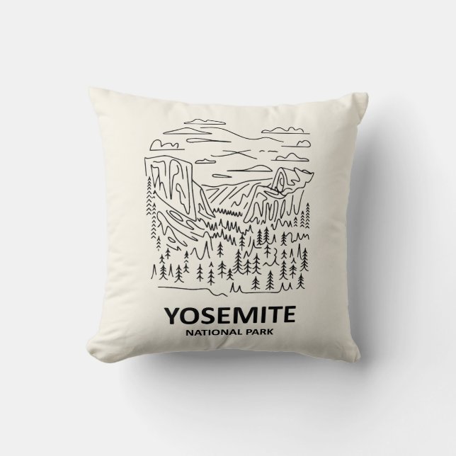 Coussin Yosemite National Park Line Art (Recto)