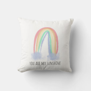 Coussin You are my sunshine watercolor painted rainbow