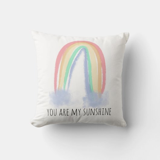Coussin You are my sunshine watercolor painted rainbow (Recto)