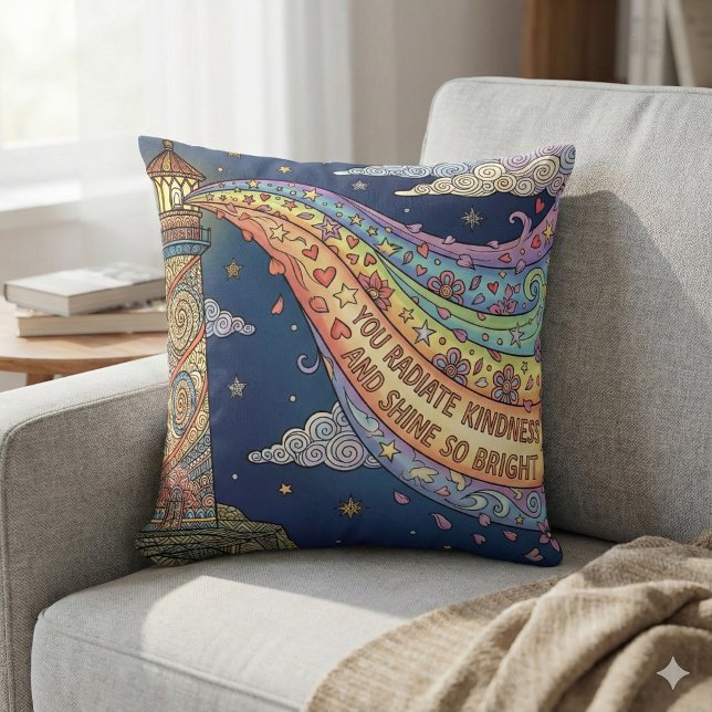 Coussin You Radiate Kindness Photo Throw Pillow (Empower someone special with this, "You radiate kindness and shine so bright" photo pillow!)