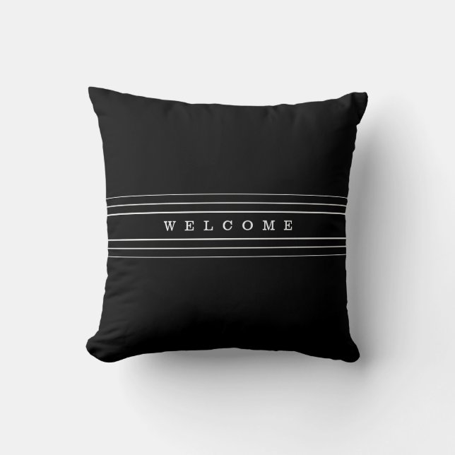 Coussin Your Custom Text & Modern Stripes | Black & White (Recto)