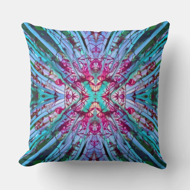 Coussin Yucca Op Art en Turquoise (Recto)