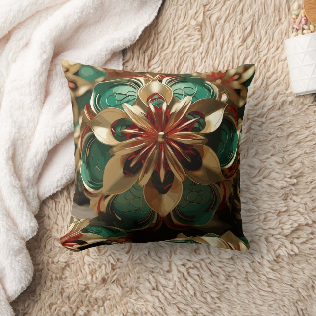 Coussin Yuletide Opulence : Threads dorés de Noël (Couverture)