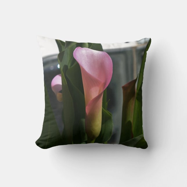 Coussin Zantedeschia rose (côté simple imprimé) (Recto)
