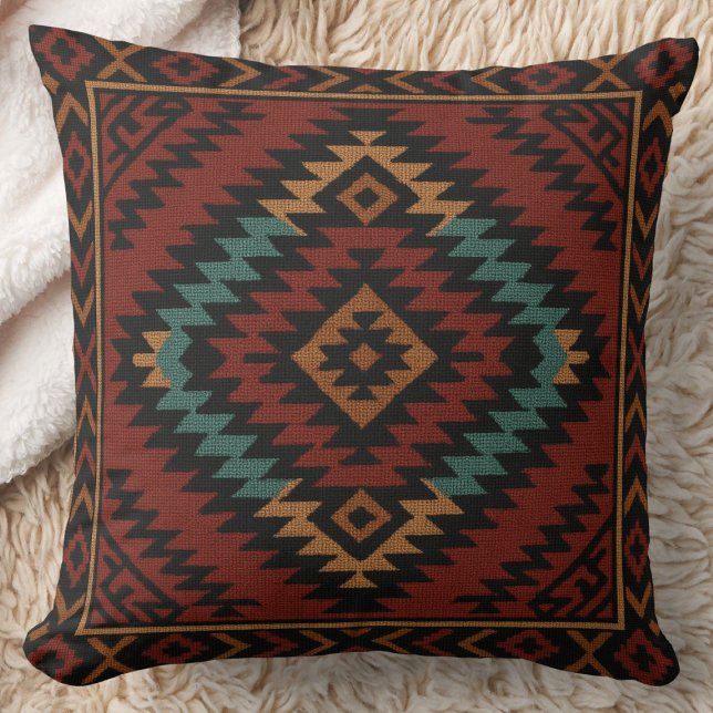 Coussin Zapotec Folk Art Géométrique Diamant Jeu d'oreille (Créateur téléchargé)