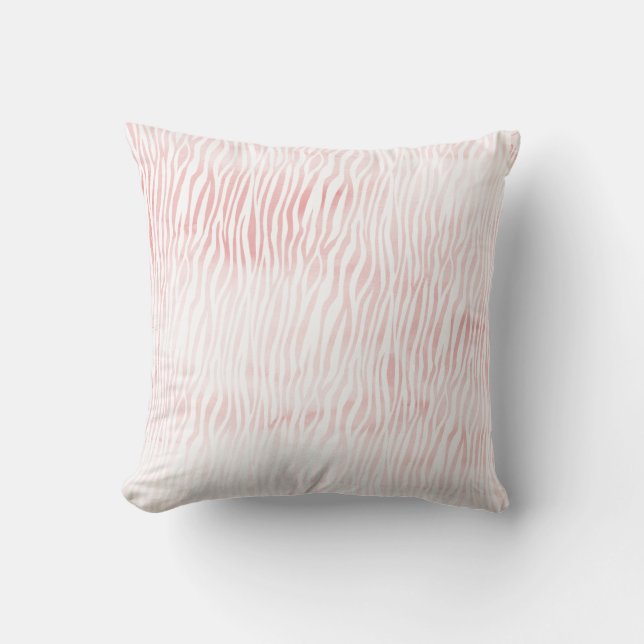 Coussin Zebra, animal d'aquarelle blanc rose vif Imprimer (Recto)
