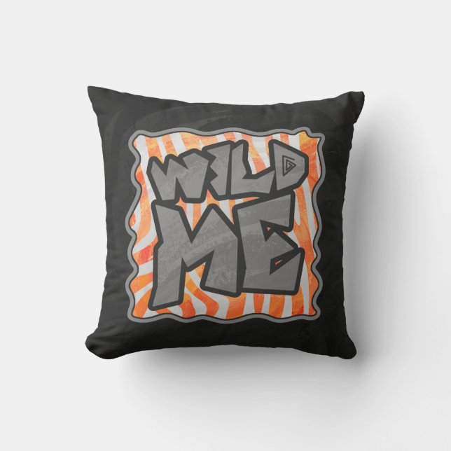Coussin Zebra Orange et White Wild Me (Recto)