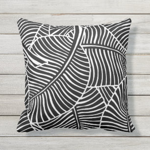 Coussin Zebra Palm Hawaiian Tropical Black and White