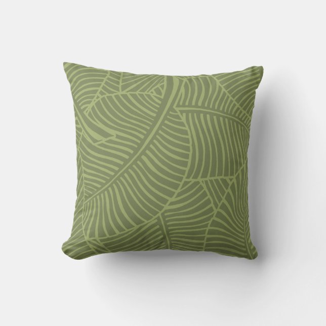 Coussin Zebra Palm Hawaiian Tropical Olive Green (Recto)