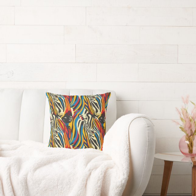 Coussin Zebra Patch Arc-en-ciel rayures (Canapé)
