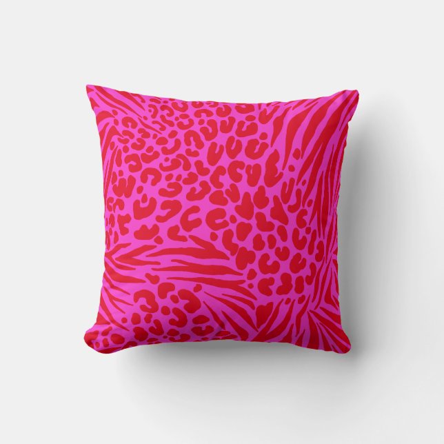 Coussin Zebra Stripes léopard rose rouge animal sauvage (Recto)