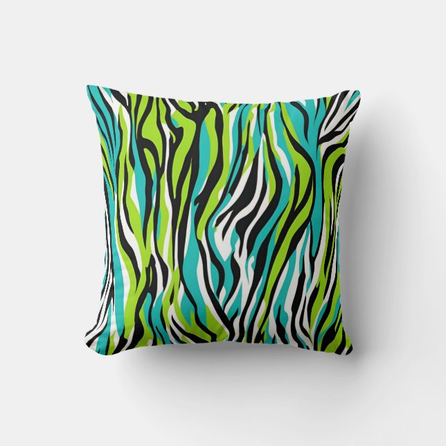 Coussin Zebra Stripes Poster de animal Turquoise Bleu Vert (Recto)