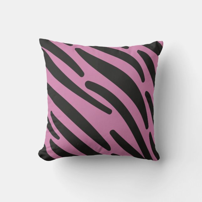 Coussin Zebra Stripes rose noir animal sauvage (Recto)