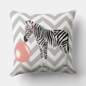 Coussin Zèbre à la gomme à mâcher soufflant une bulle (Verso)