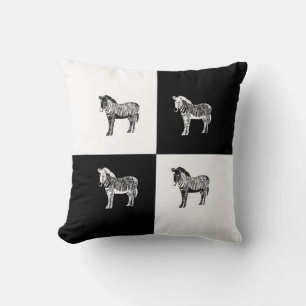 Coussin Zèbre classique noir et blanc