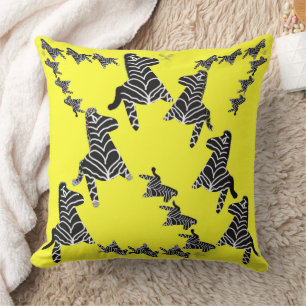 Coussin Zèbre jaune sauvage moderne