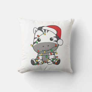 Coussin Zèbre Noël Animaux d'hiver Fêtes Zèbres