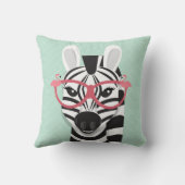 Coussin Zèbre noir blanc portant des lunettes de soleil Fl (Verso)