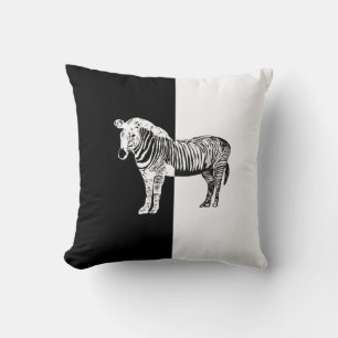 coussin zèbre noir et blanc
