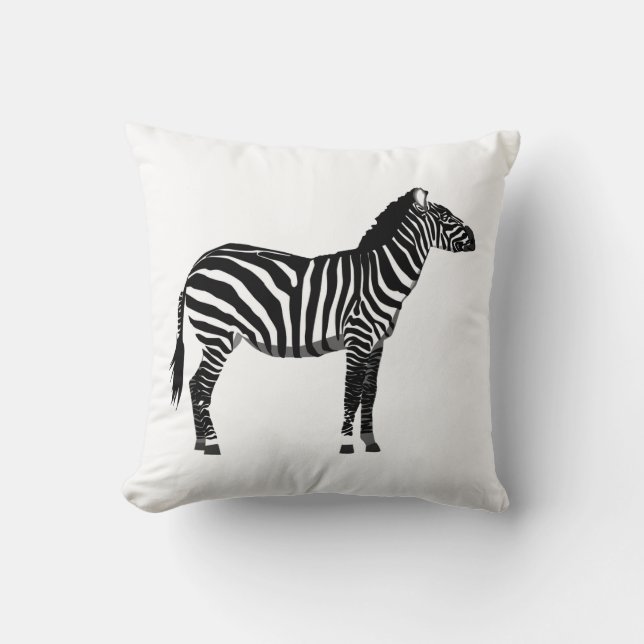 Coussin Zèbre - Noir et Blanc (Recto)