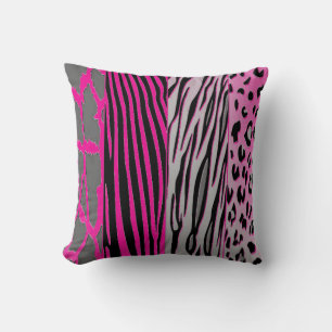 Coussin Zèbre Noir Et Rose Animal Imprimé